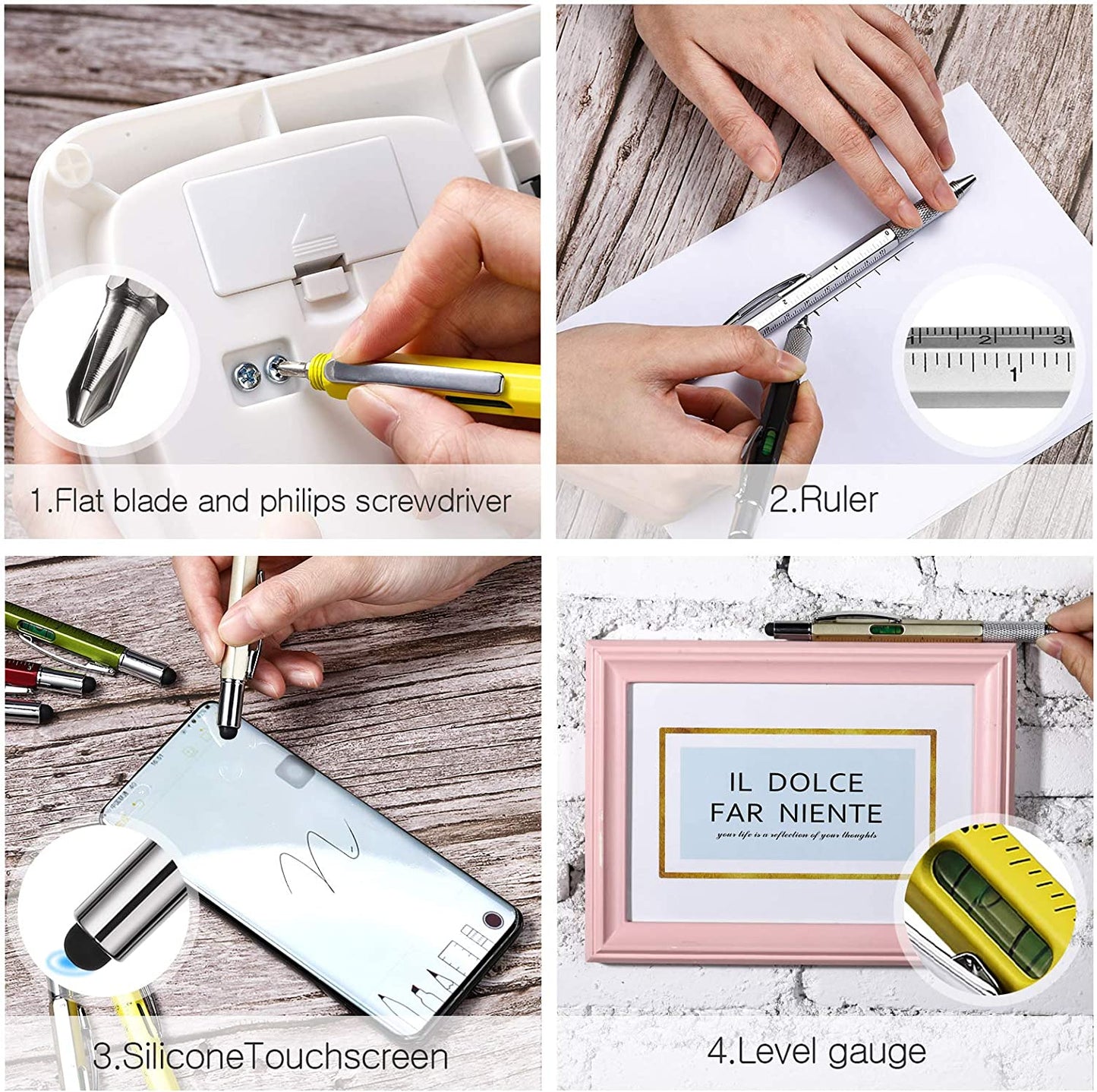 Multi Functional 7 in 1 Pen with Refills