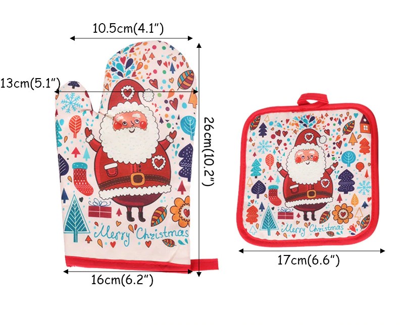Christmas Oven Mitt with Pot Mitt