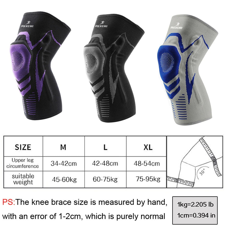 Knee Brace with Support Silicone Pad - Grey