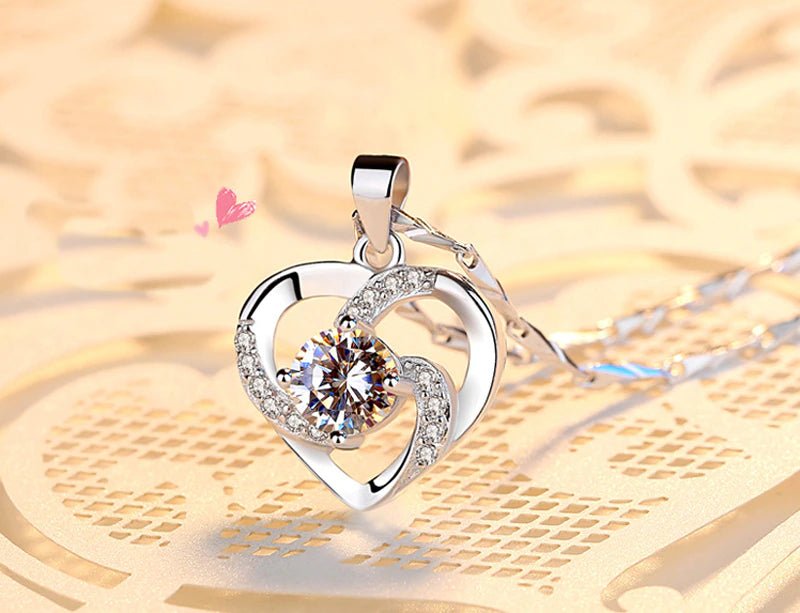Sterling Silver Necklace with CZ Heart Pendent