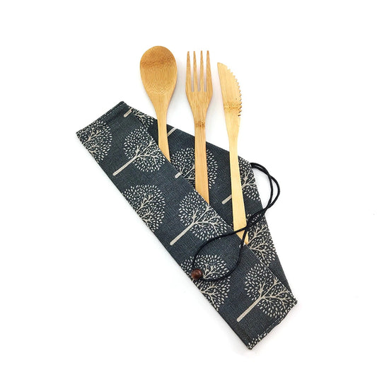 Bamboo Travel Utensil Set with Bag