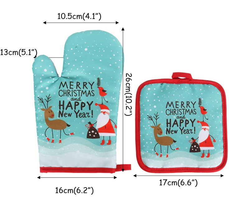 Christmas Oven Mitt with Pot Mitt