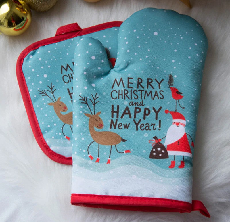 Christmas Oven Mitt with Pot Mitt