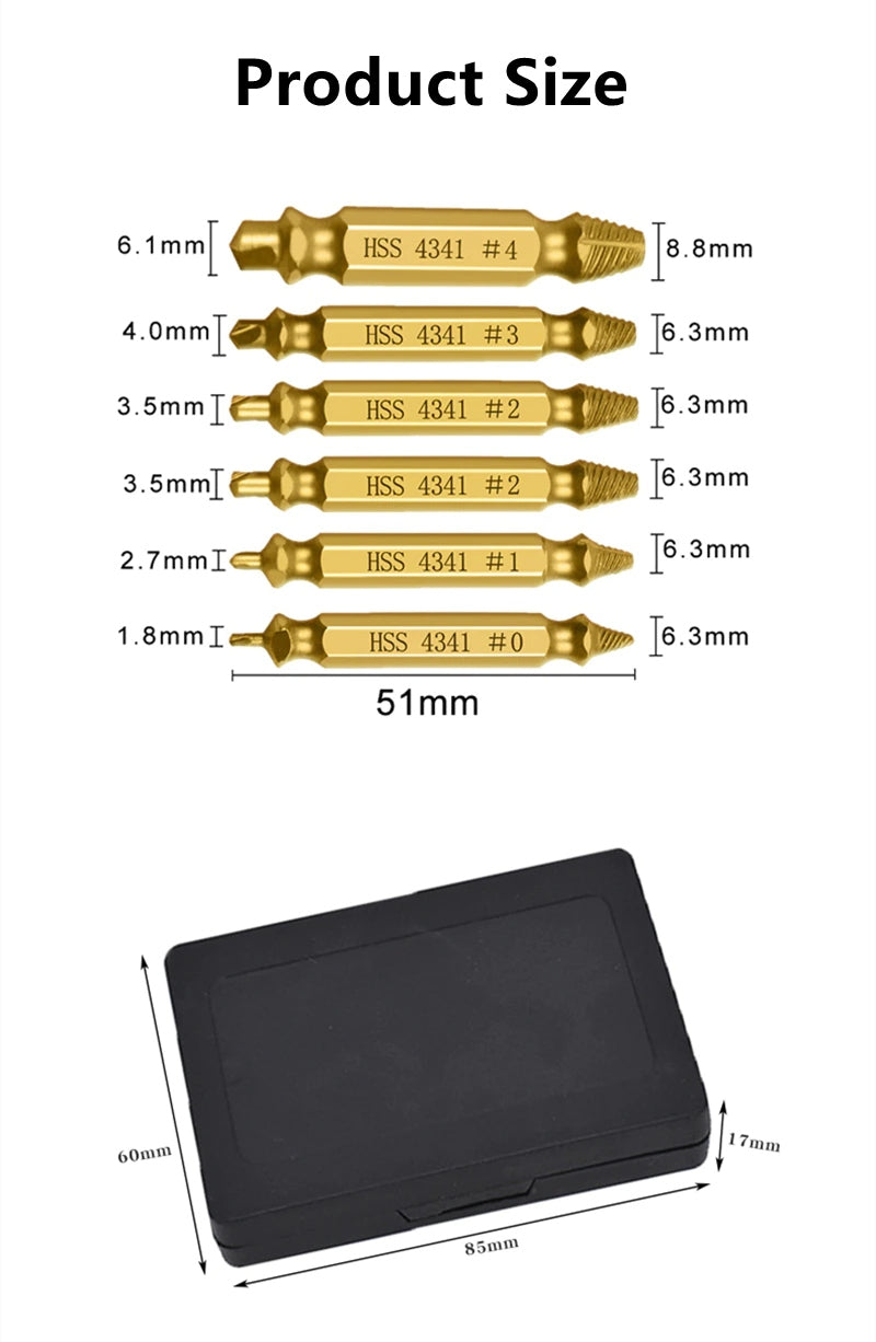 Damaged Screw Extractor Set - 6pce