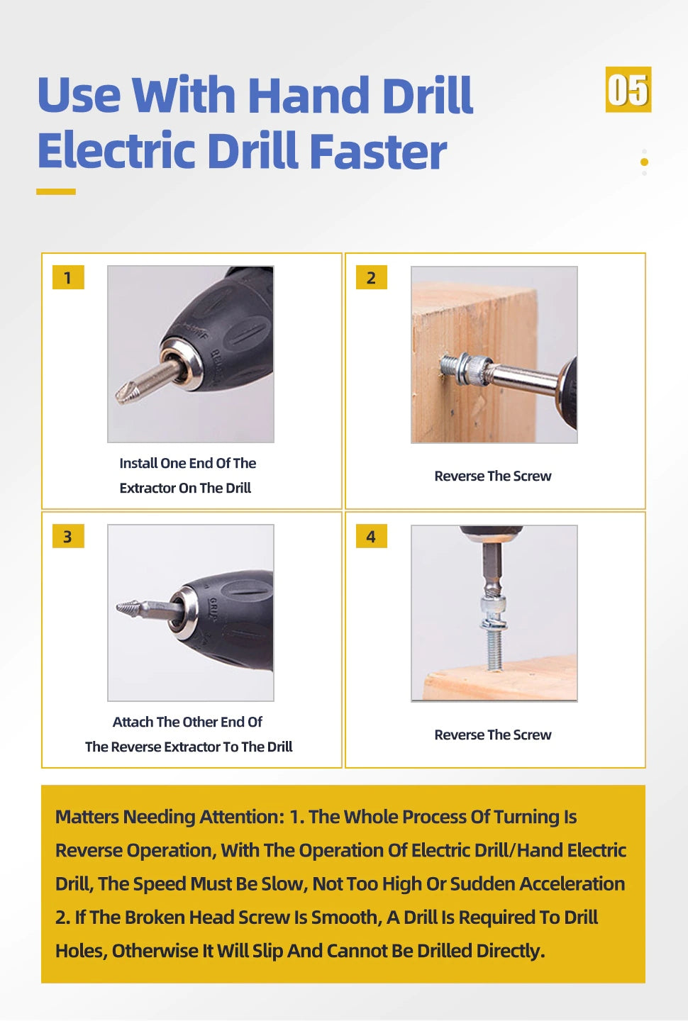 Damaged Screw Extractor Set - 6pce