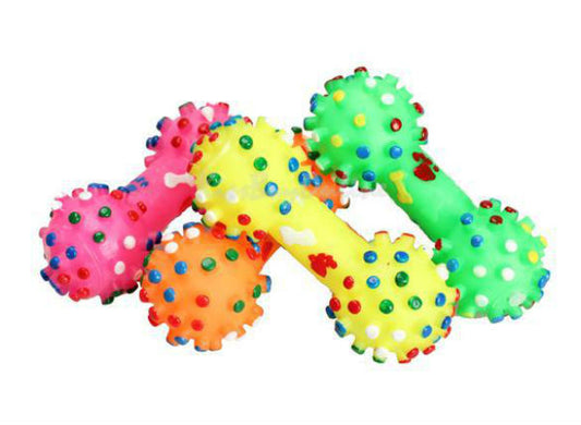 Dog Squeaky Pokka Dot Dumbbell, 2pk