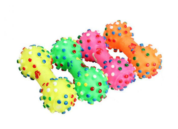 Dog Squeaky Pokka Dot Dumbbell, 2pk
