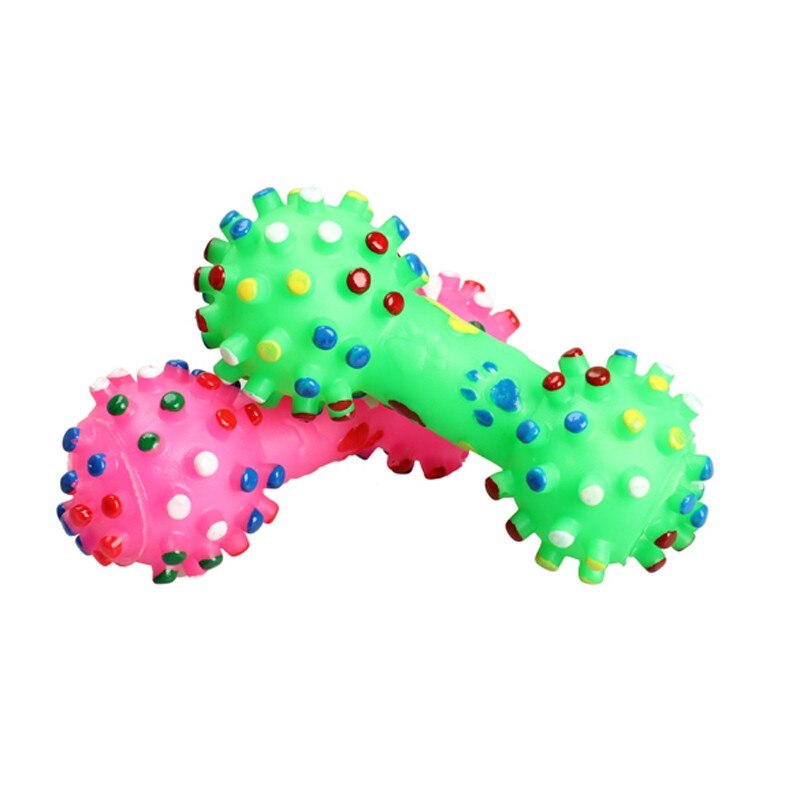 Dog Squeaky Pokka Dot Dumbbell, 2pk