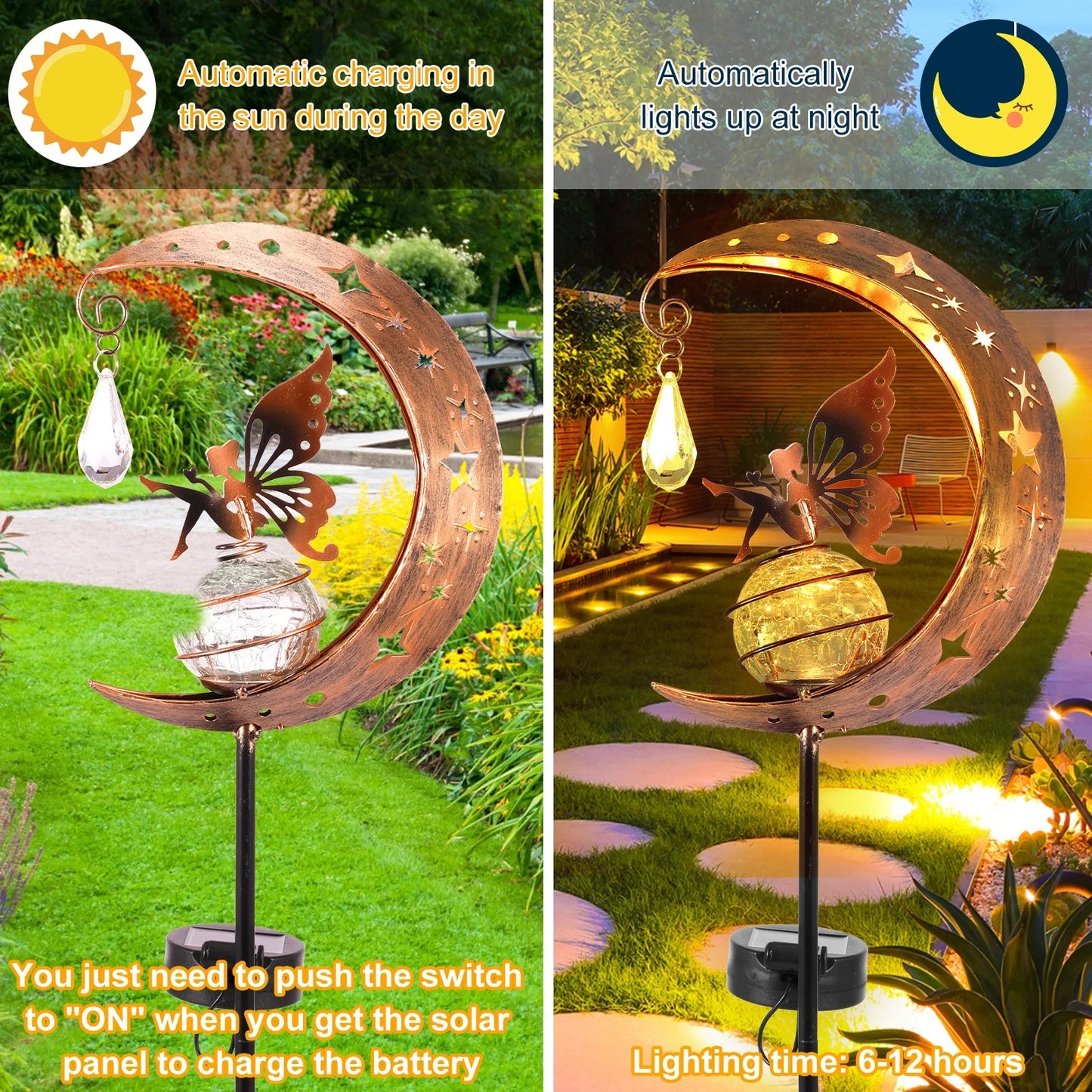 Fairy Moon Solar Light Garden Ornament