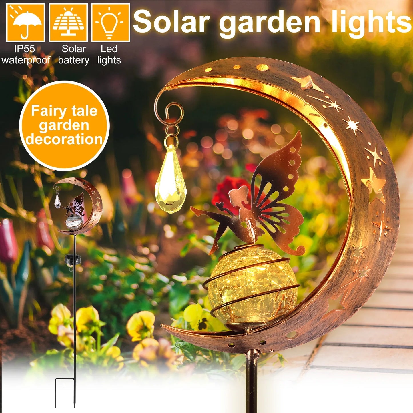 Fairy Moon Solar Light Garden Ornament