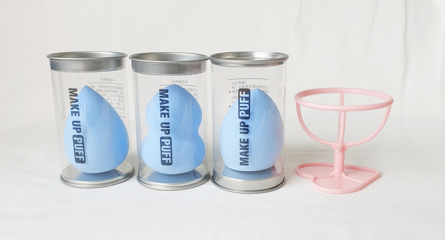 Powder Puff Sponges - Set of 3 + Stand