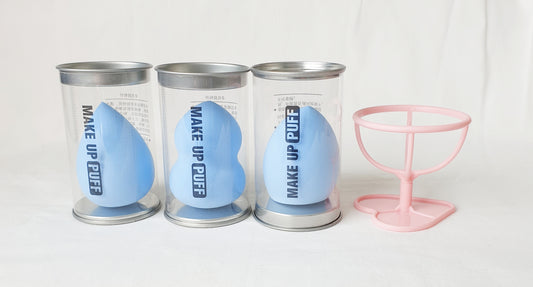 Powder Puff Sponges - Set of 3 + Stand