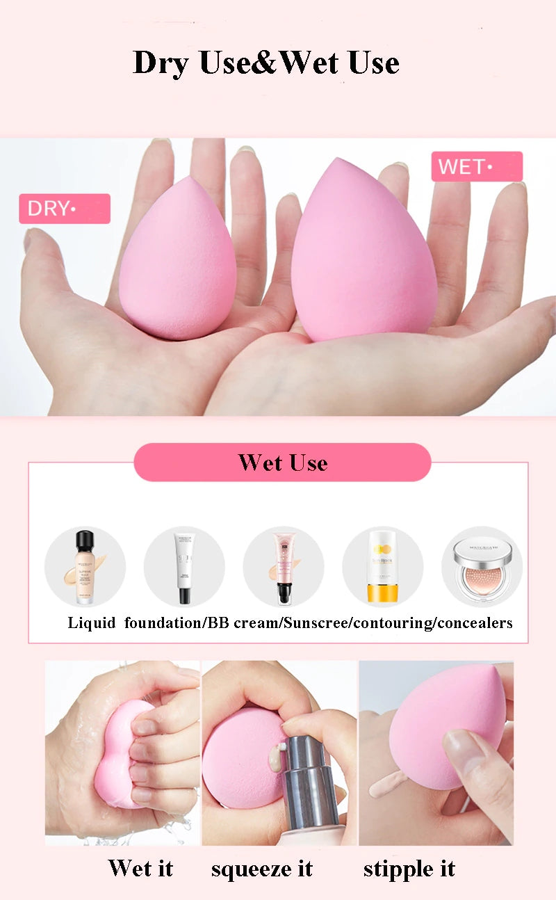 Powder Puff Sponges - Set of 3 + Stand