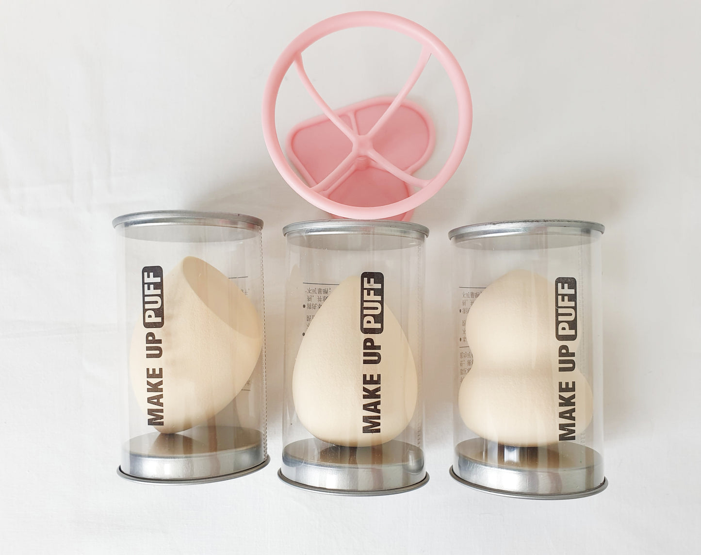 Powder Puff Sponges - Set of 3 + Stand