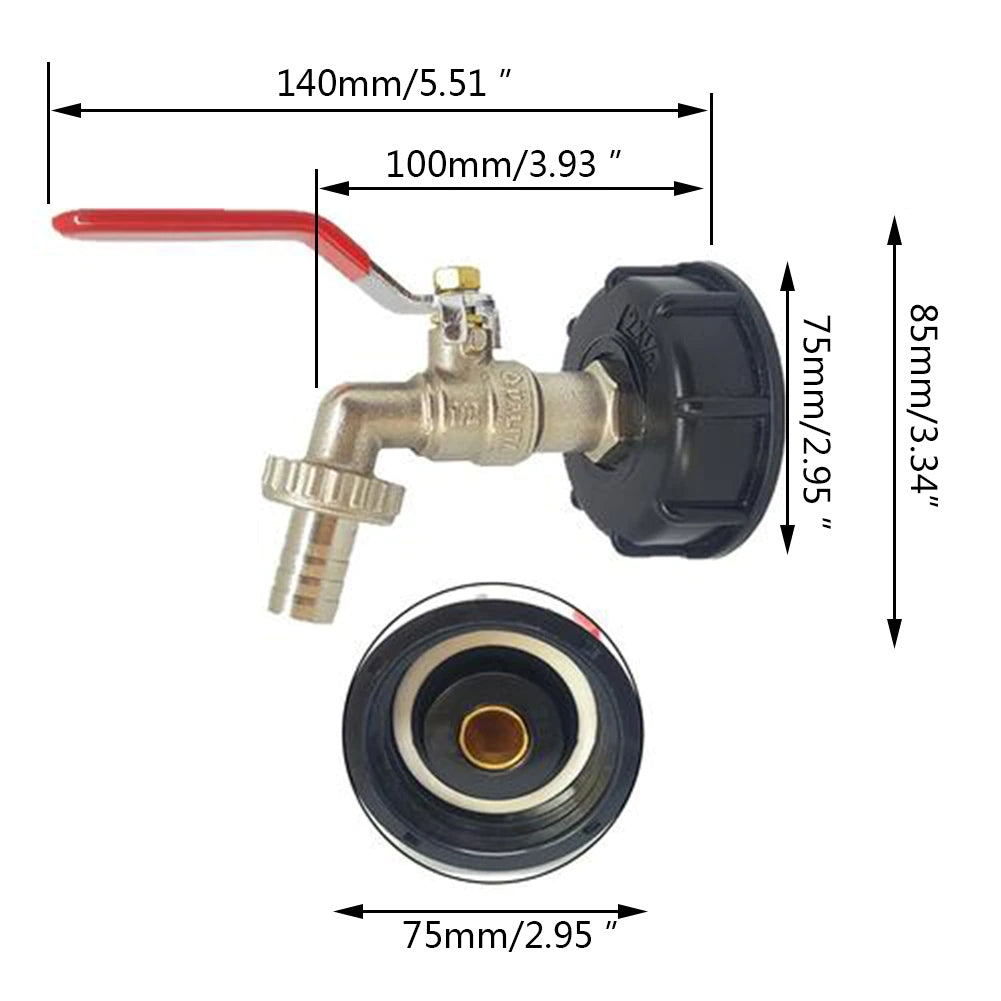 IBC Tank Tap Adapter with 1/2" Hose Fitting