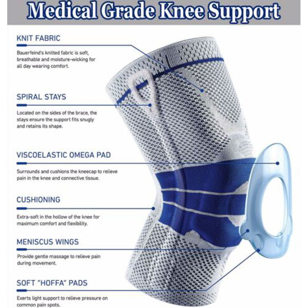 Knee Brace with Support Silicone Pad - Grey