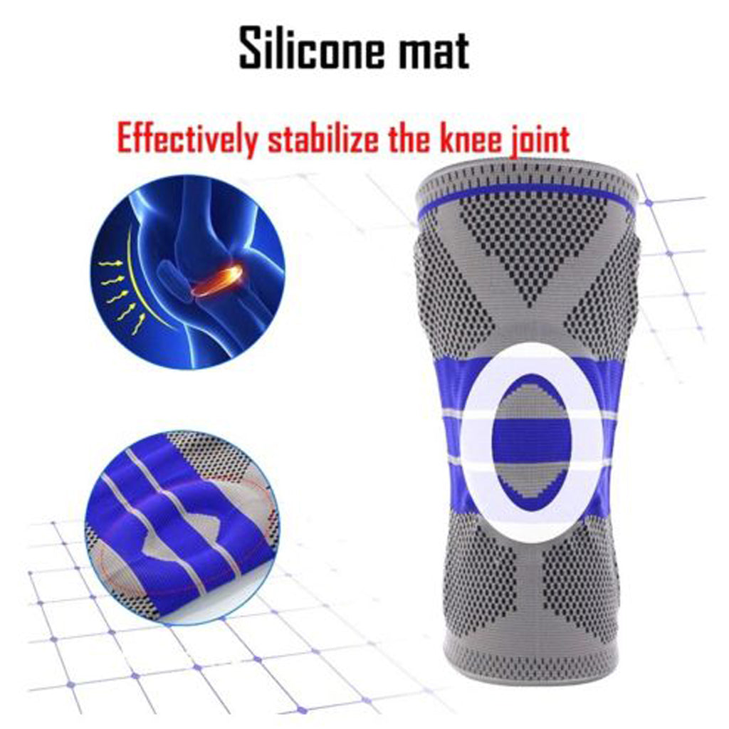 Knee Brace with Support Silicone Pad - Grey