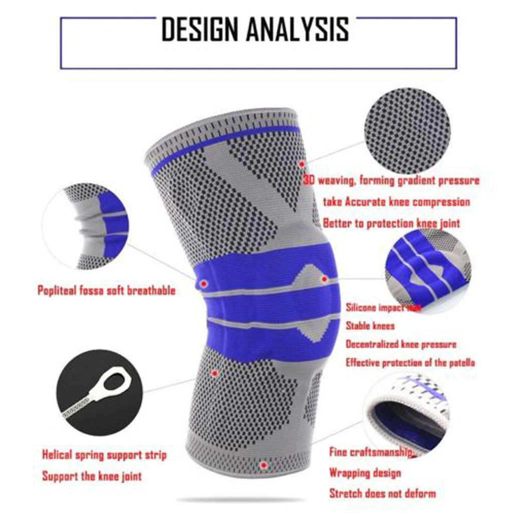 Knee Brace with Support Silicone Pad - Grey