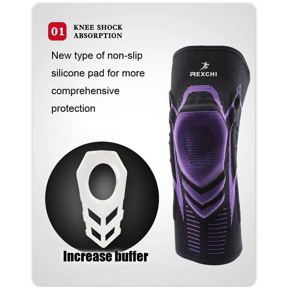 Knee Brace with Support Silicone Pad - Grey