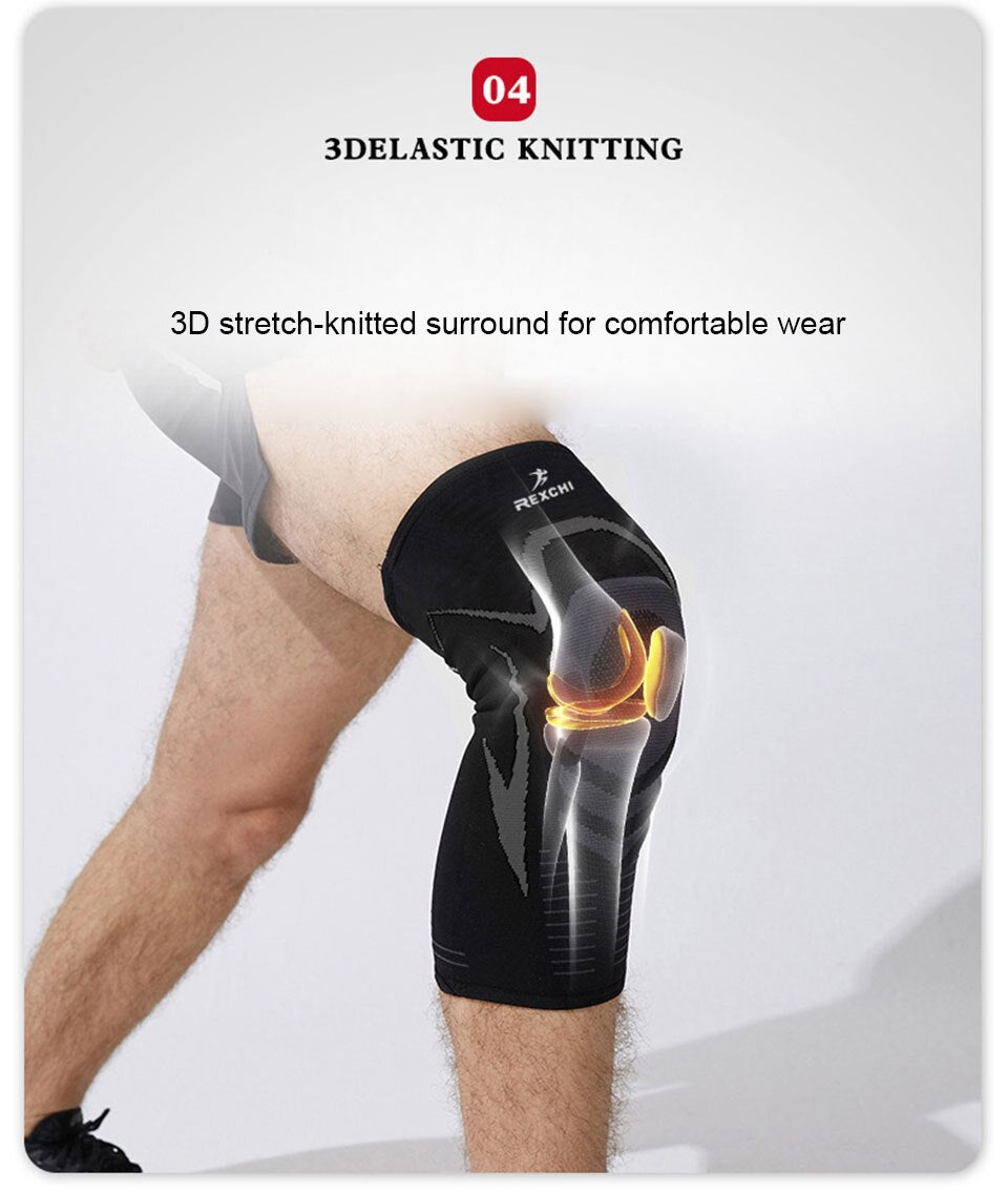 Knee Brace with Support Silicone Pad - Grey