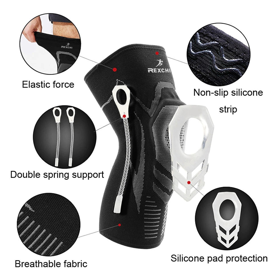 Knee Brace with Support Silicone Pad - Grey
