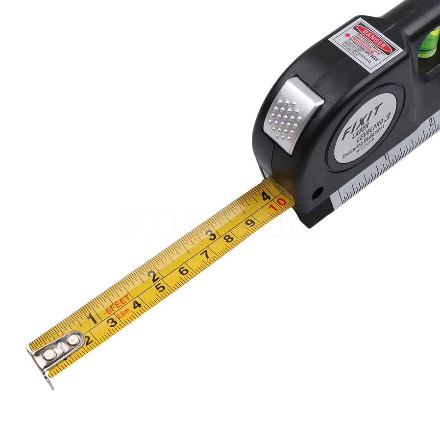 Multi Purpose Laser Level Tape Measure - 2.5m