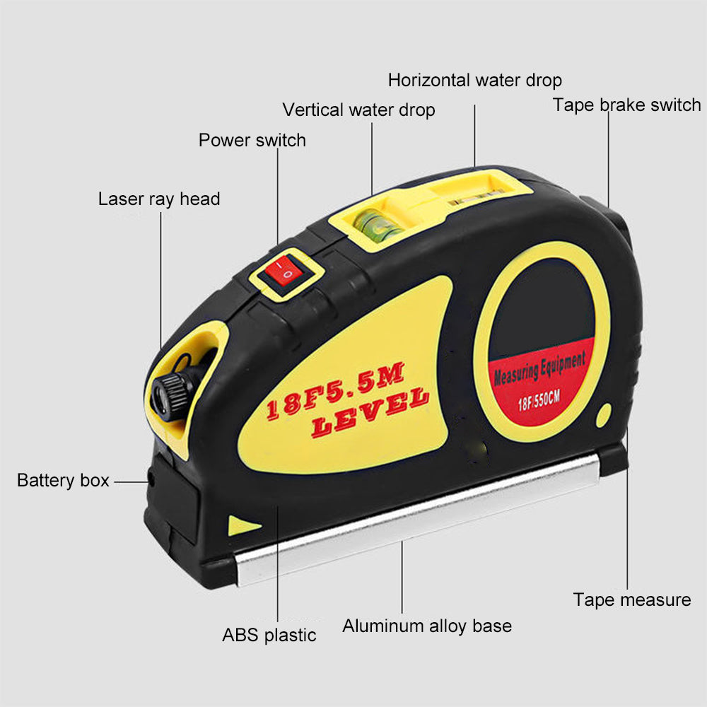 Multi Purpose Laser Level Tape Measure - 5.5m
