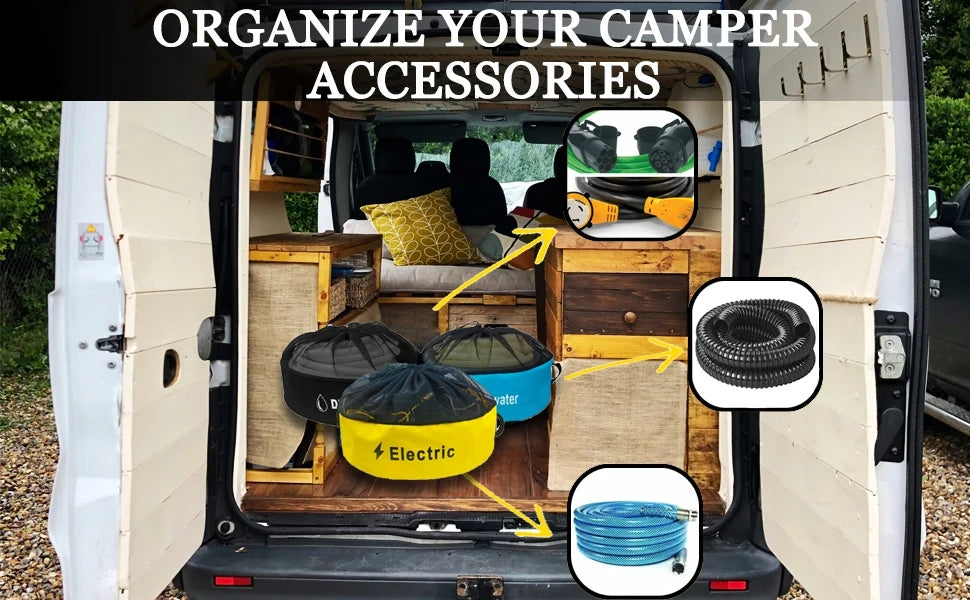 RV Motorhome Hose Electrical Storage Bags and Accessories - 17pcs