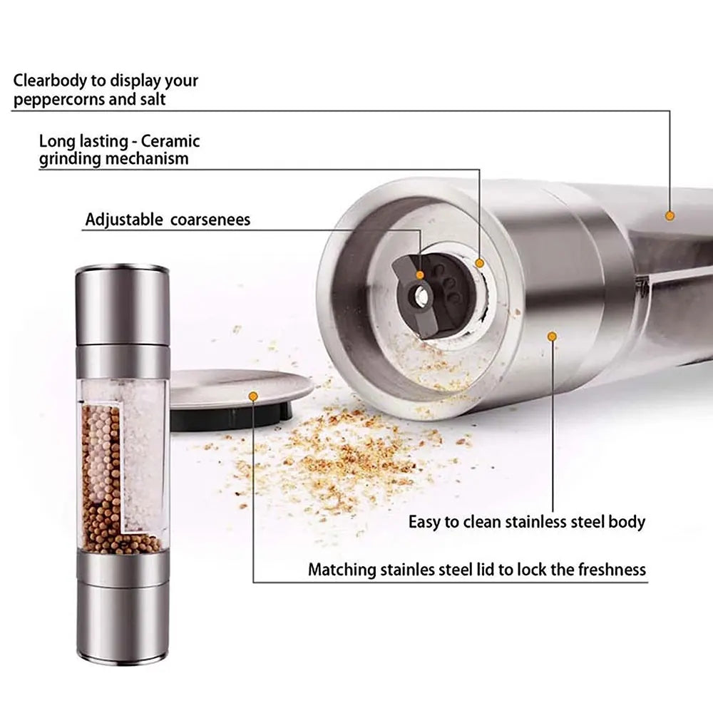 Stainless Steel Salt & Pepper 2 in 1 Mill Grinder