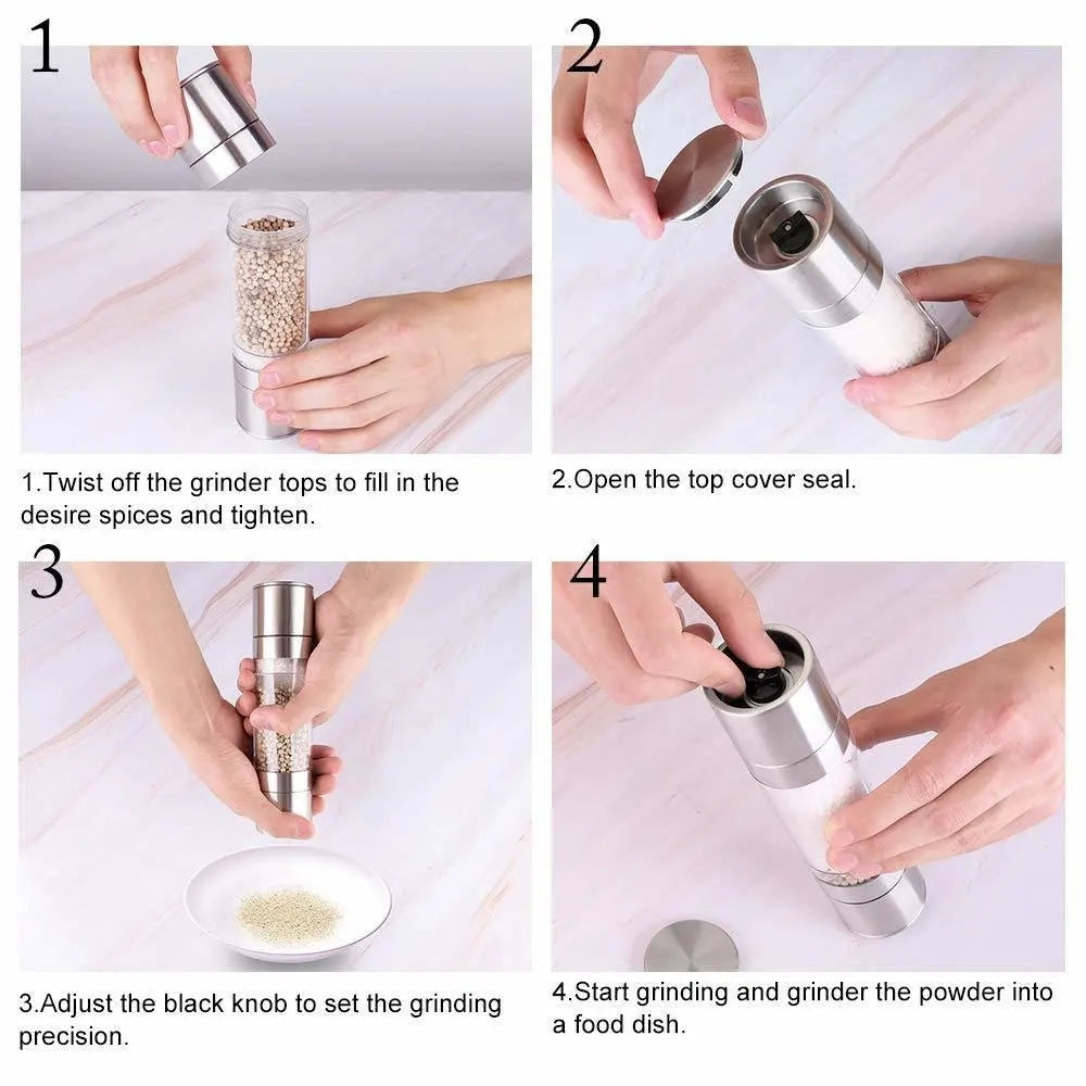 Stainless Steel Salt & Pepper 2 in 1 Mill Grinder