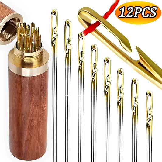 Self Threading Side Hole Needles with Storage Box - 12pce