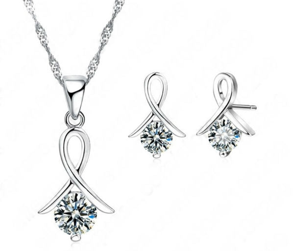 Sterling Silver Pendent Necklace & Earrings Set