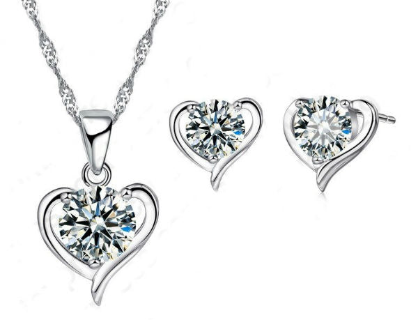Sterling Silver Pendent Necklace & Earrings Set