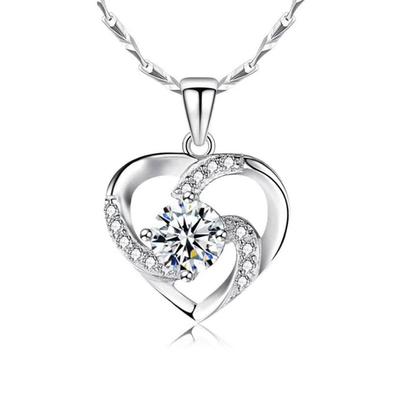 Sterling Silver Necklace with CZ Heart Pendent
