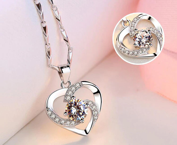 Sterling Silver Necklace with CZ Heart Pendent