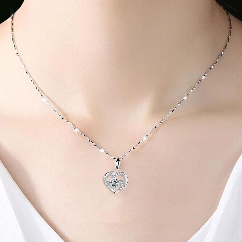 Sterling Silver Necklace with CZ Heart Pendent