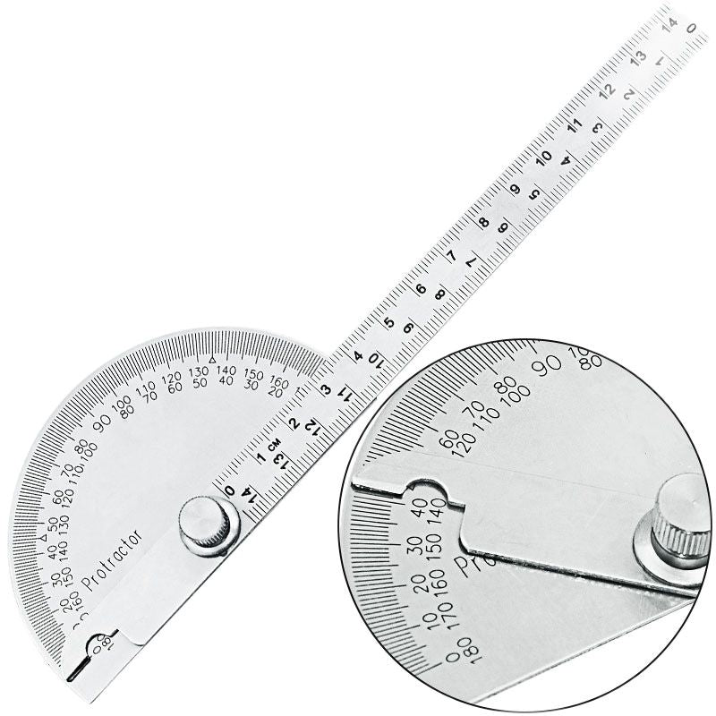 Stainless Steel Protractor 180 Degree 145mm Ruler