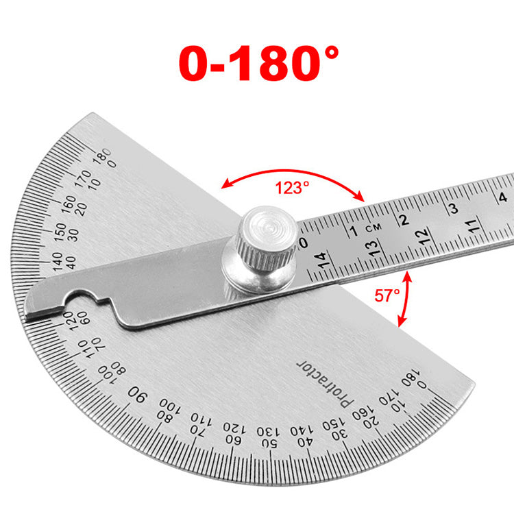 Stainless Steel Protractor 180 Degree 145mm Ruler