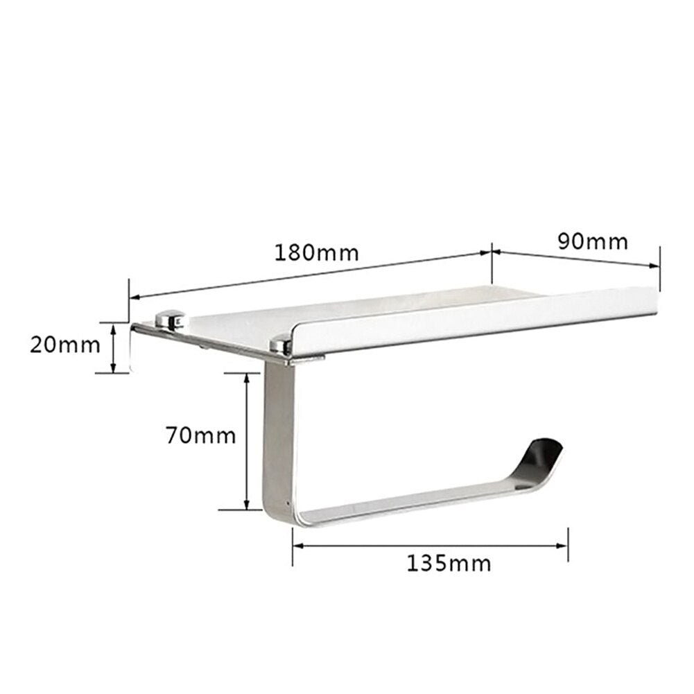 Stainless Steel Toilet Roll Holder with Shelf