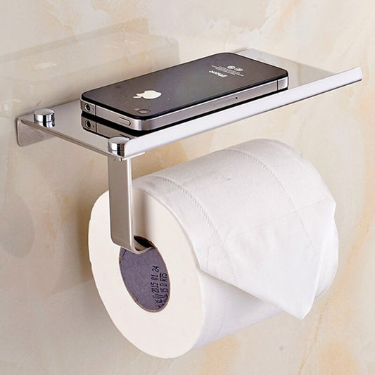 Stainless Steel Toilet Roll Holder with Shelf