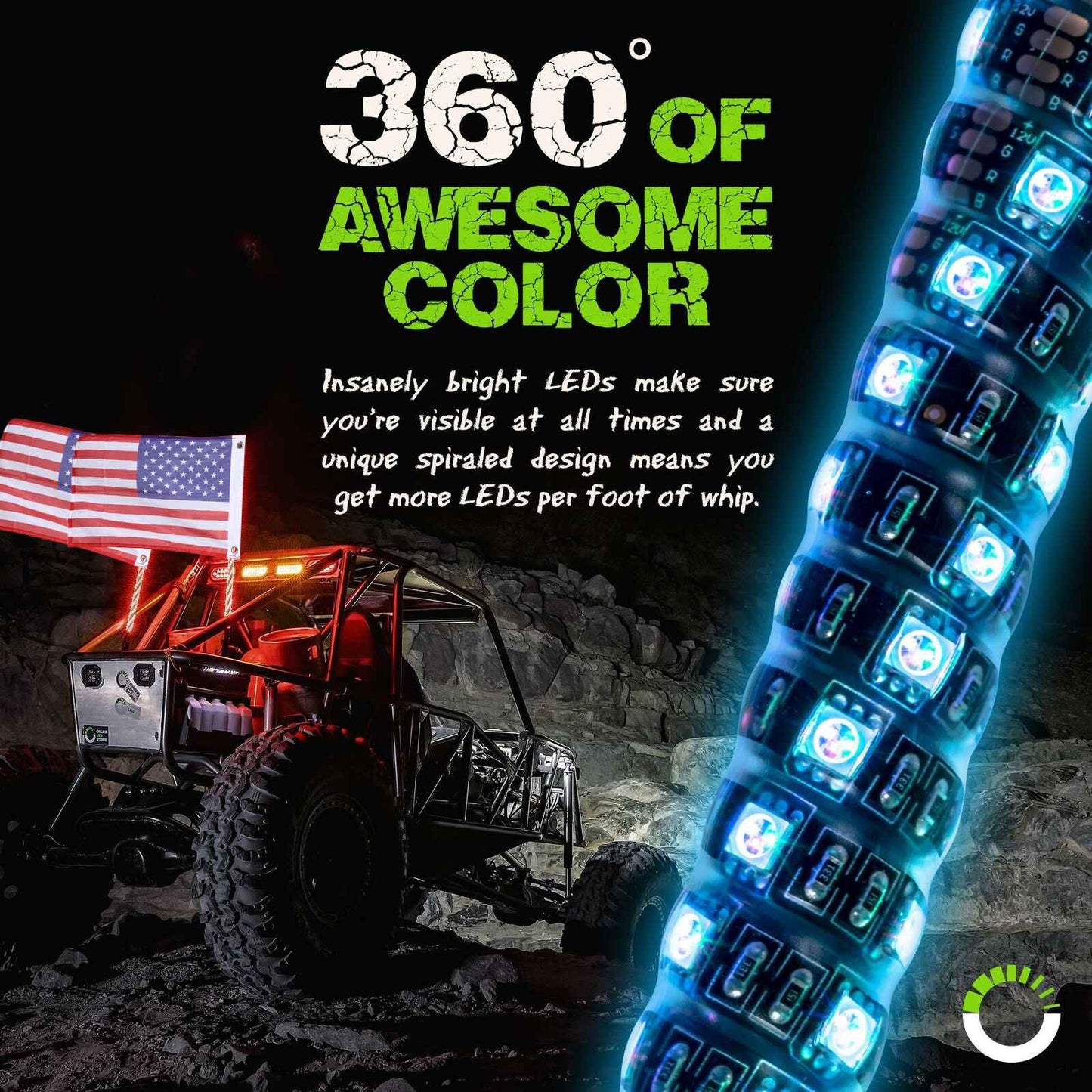 Whip Lights LED with Remote - 3ft