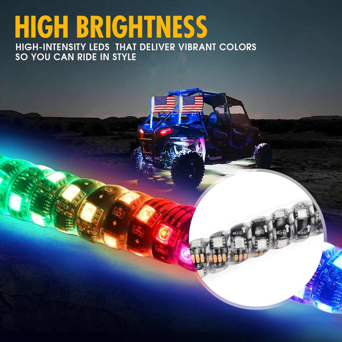 Whip Lights LED with Remote - 3ft