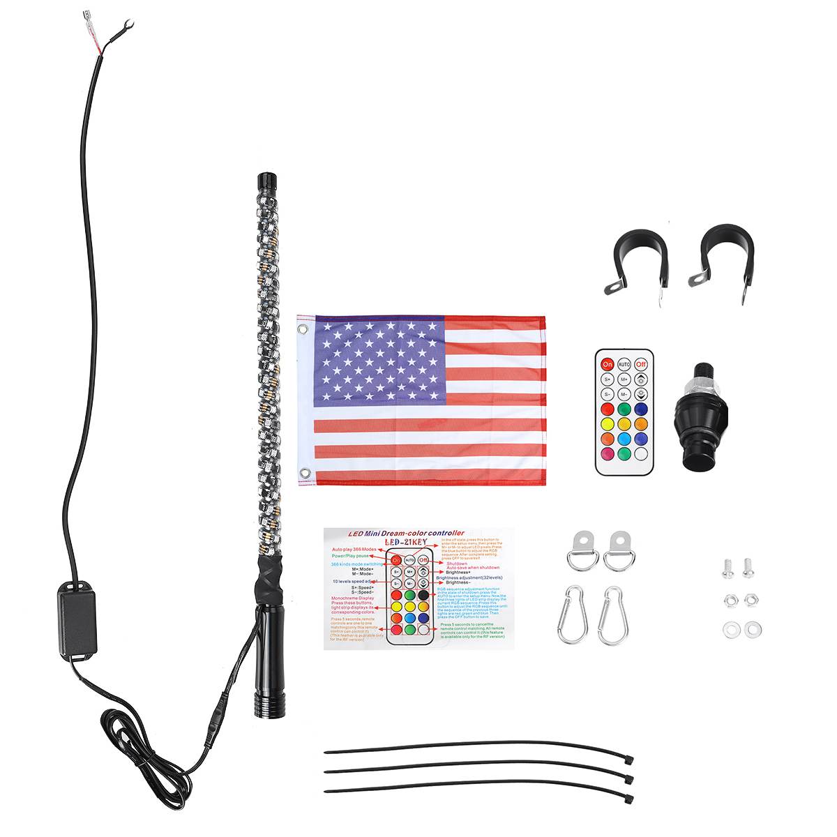 Whip Lights LED with Remote - 3ft