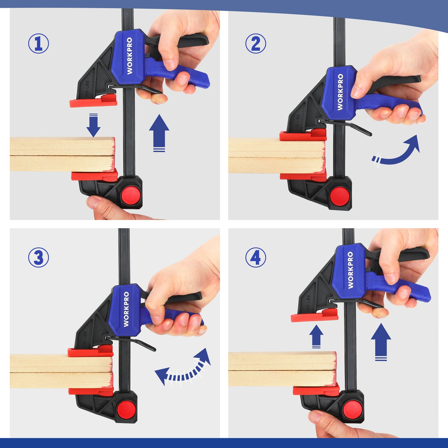 Workpro 6"/150mm Quick Ratchet Clamps - 2pk