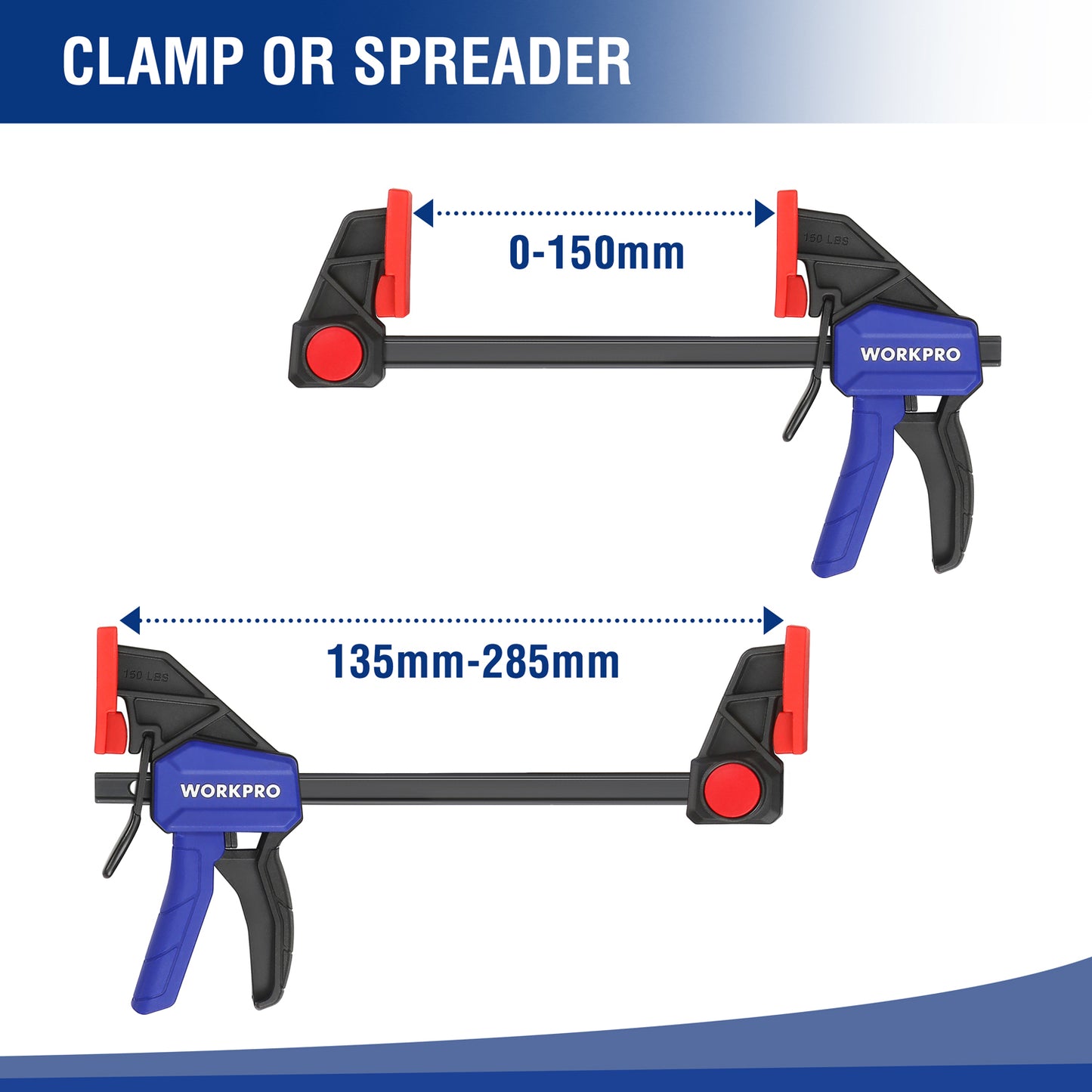 Workpro 6"/150mm Quick Ratchet Clamps - 2pk
