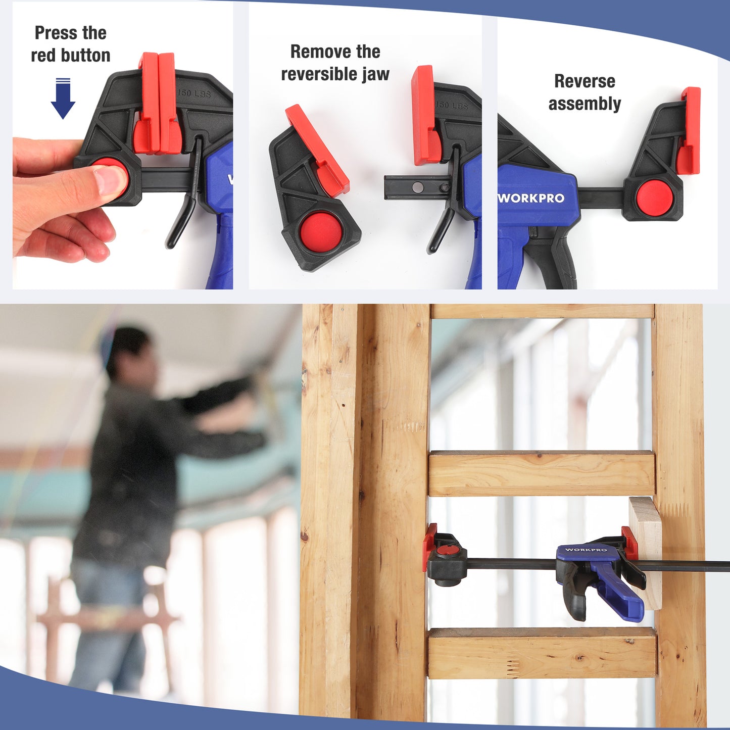 Workpro 6"/150mm Quick Ratchet Clamps - 2pk