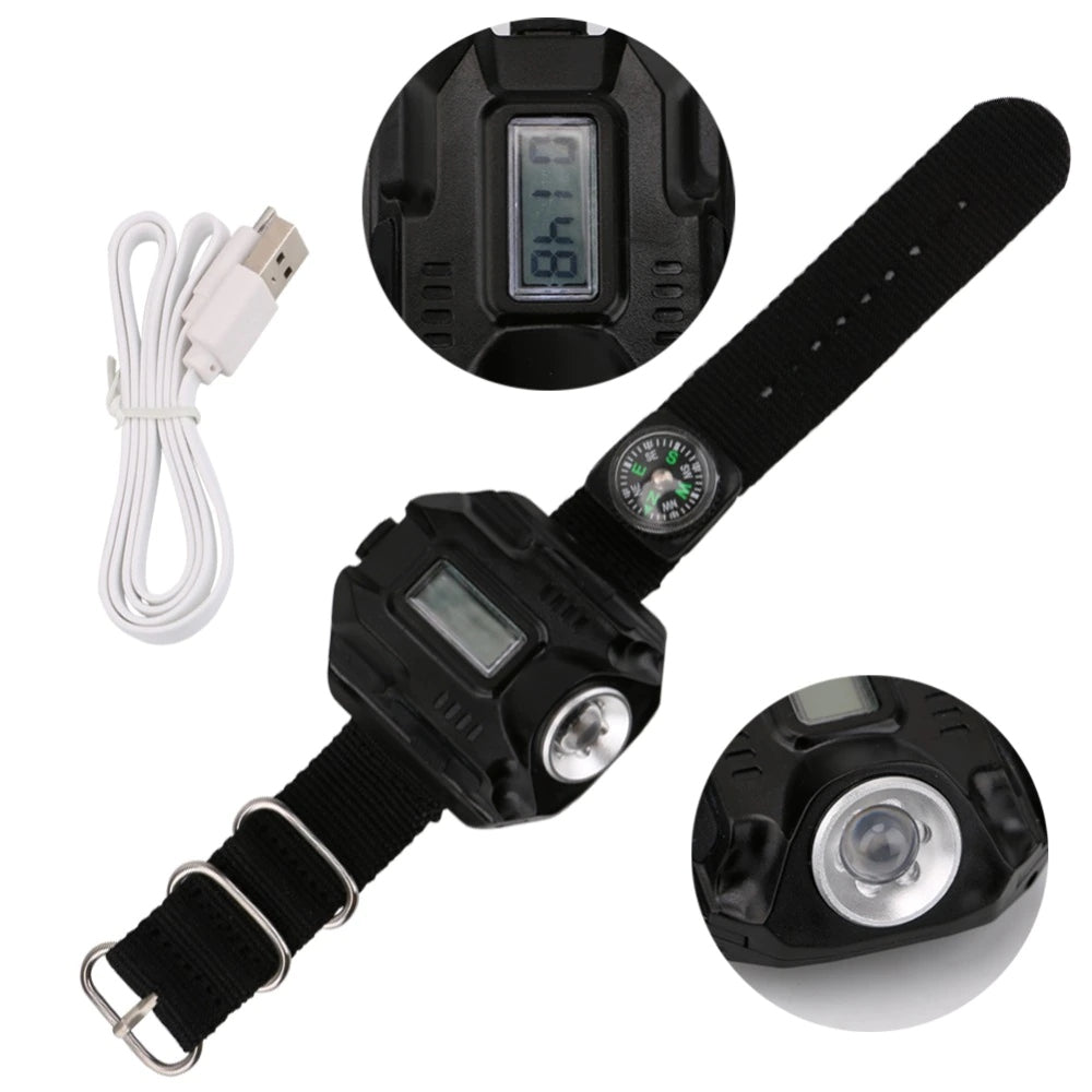 Wrist Watch LED Flashlight Torch Rechargable